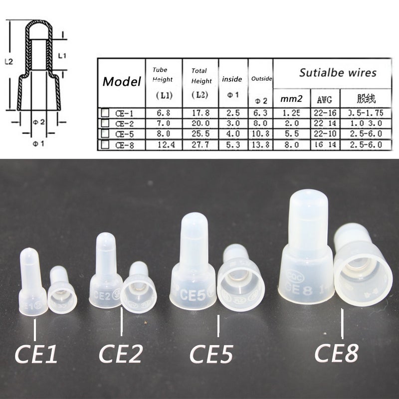 Rextin 1000pcs Transparent CE5 Protective Closed End Wire Crimp Connector Cap (1000pcs) - Image 3